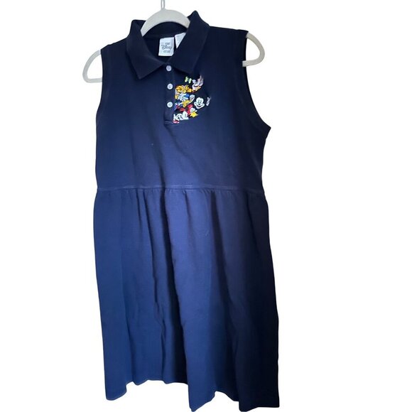 Disney Store Sleeveless Navy Polo Dress with Mickey & Friends Embroidery Size XL - Picture 3 of 8